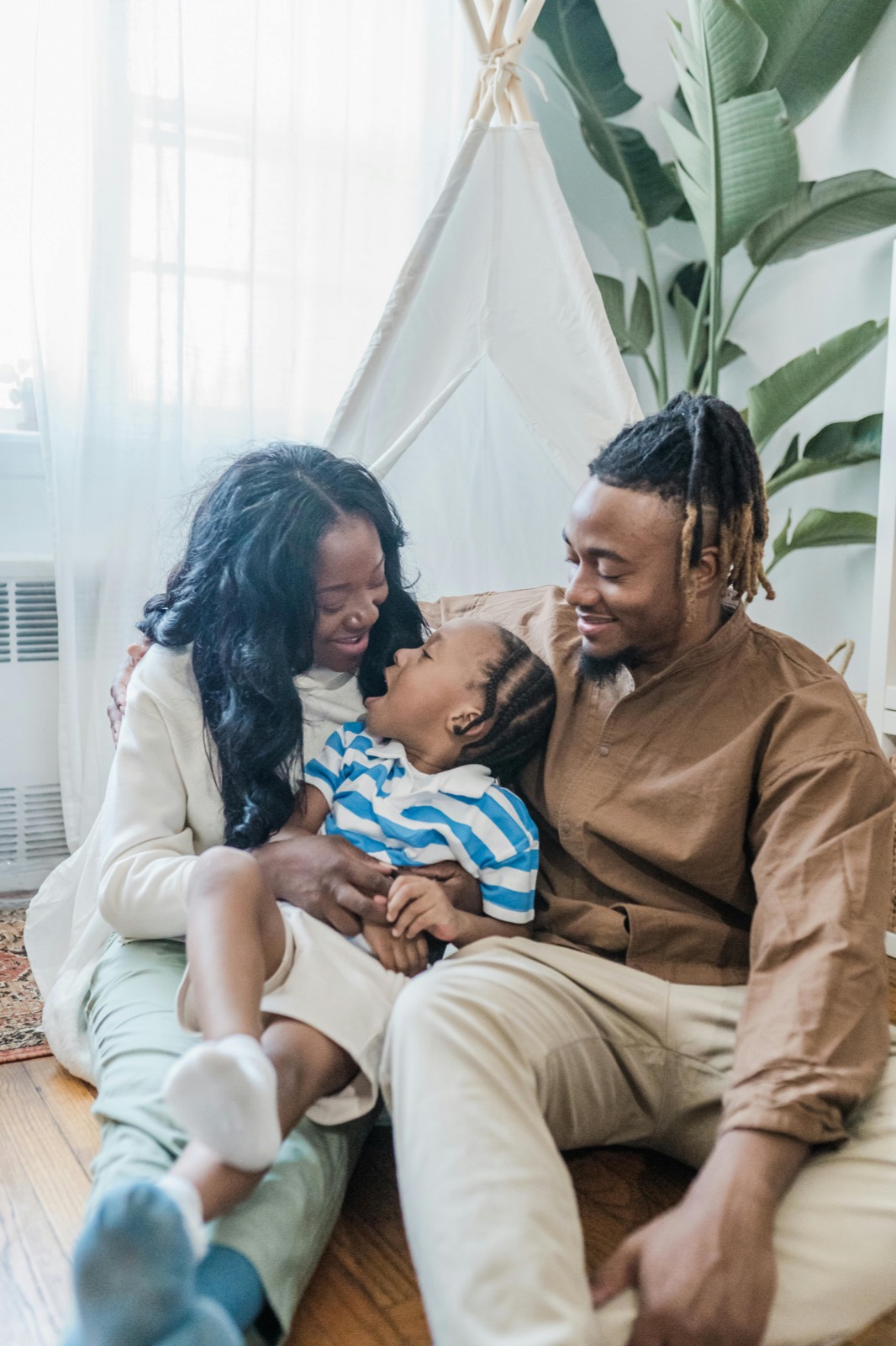 Family reviewing life insurance options at home